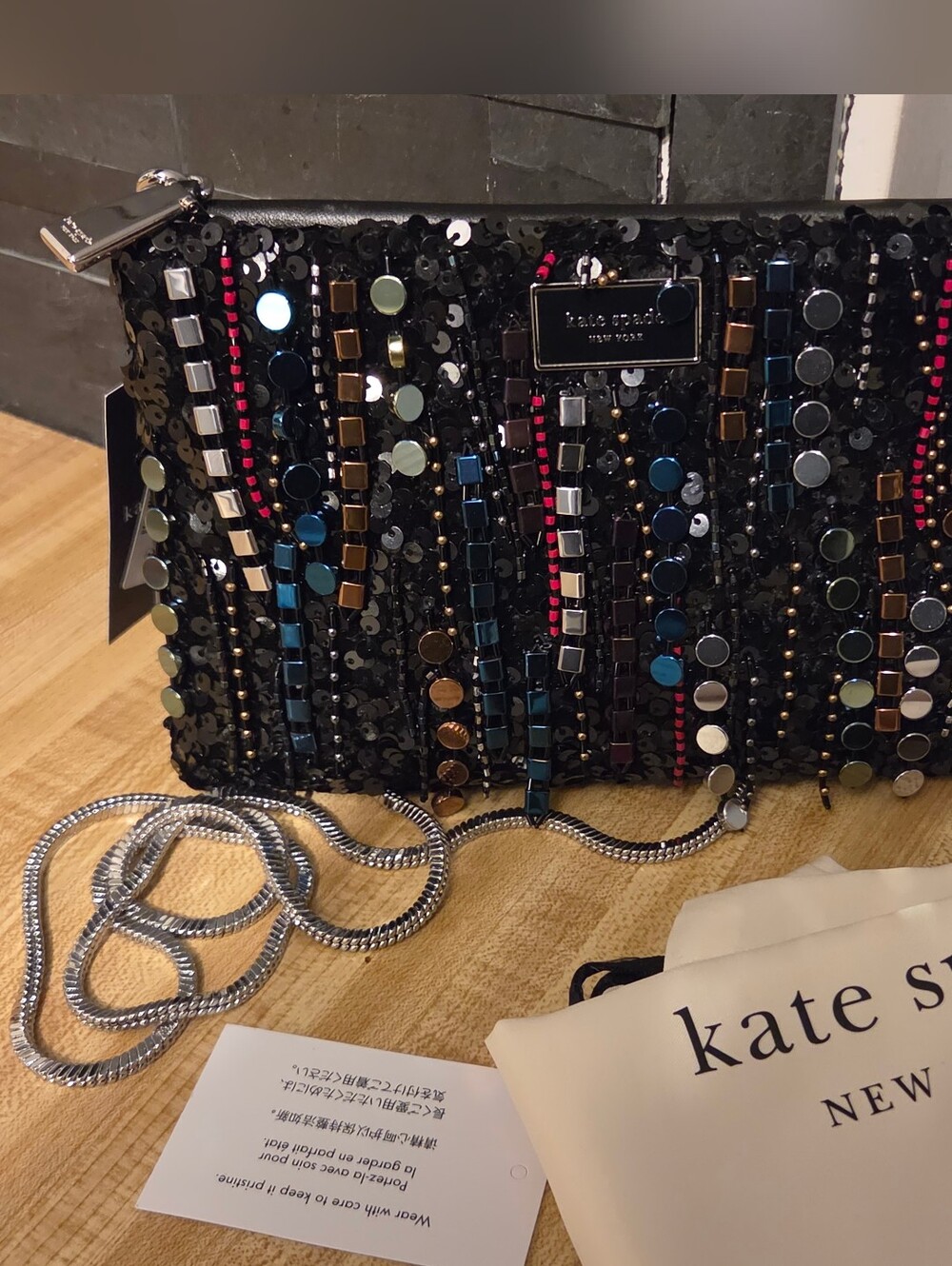 Kate Spade NWT Dangle Rhinestone Party Shoulder Bag/Clutch & Dustbag